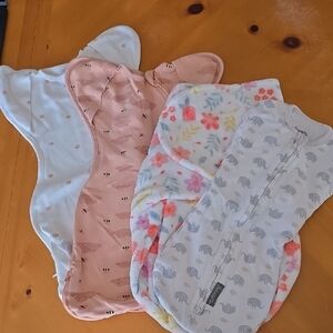 Baby Swaddles in Pink, White, and Gray
